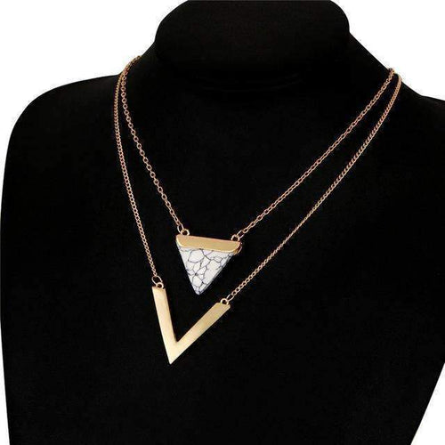 Load image into Gallery viewer, Marble Chevron Double Layer Necklace