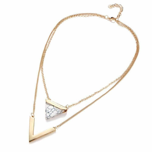 Load image into Gallery viewer, Marble Chevron Double Layer Necklace