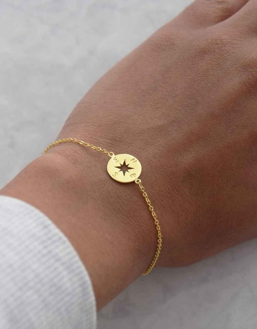 Load image into Gallery viewer, Gold Compass Bracelet Stainless Steel Dainty Disc
