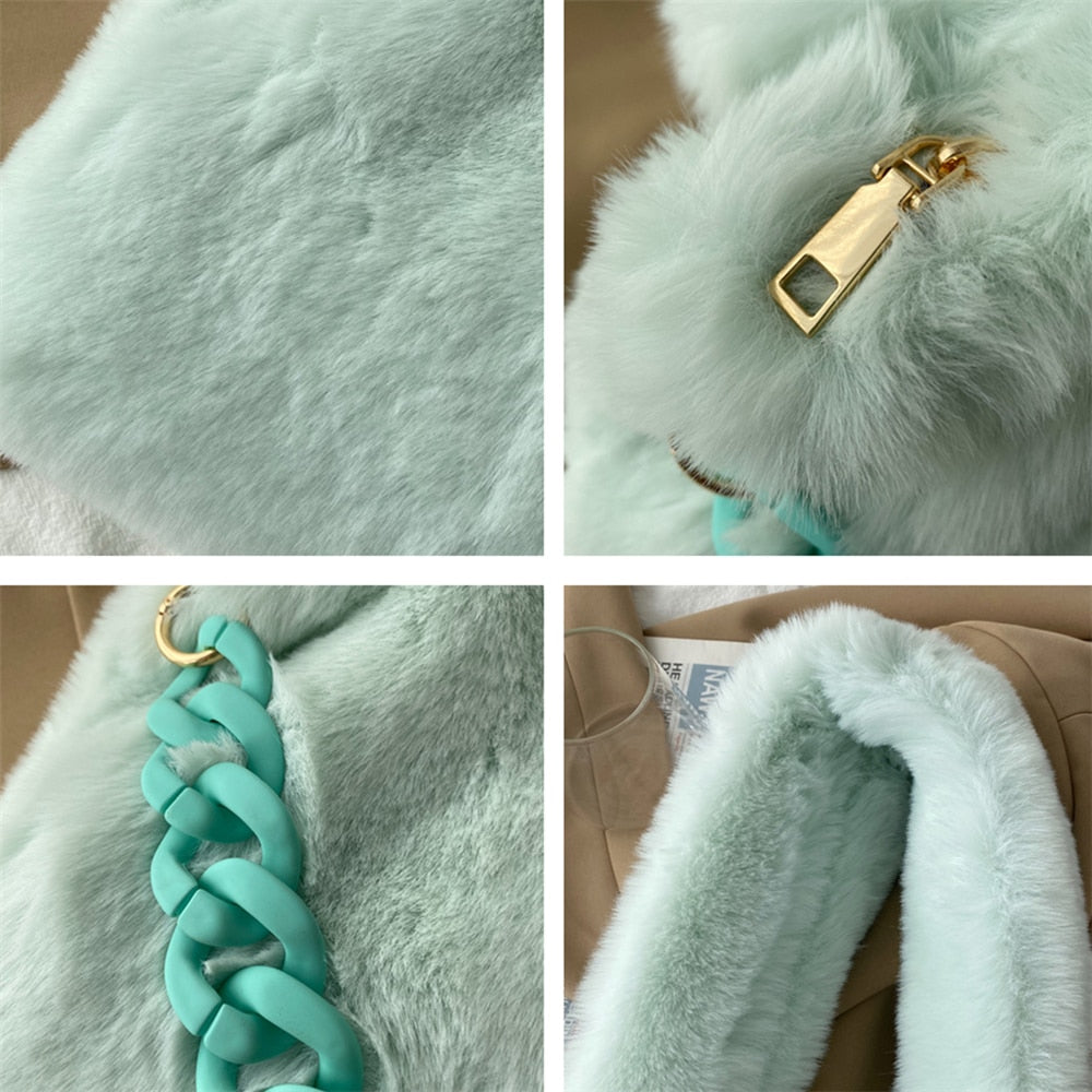 Fluffy Faux Fur Soft Shoulder Bags